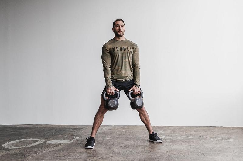 Men's Nobull Tee (CAMO) Long Sleeve Brown | SG R2537V